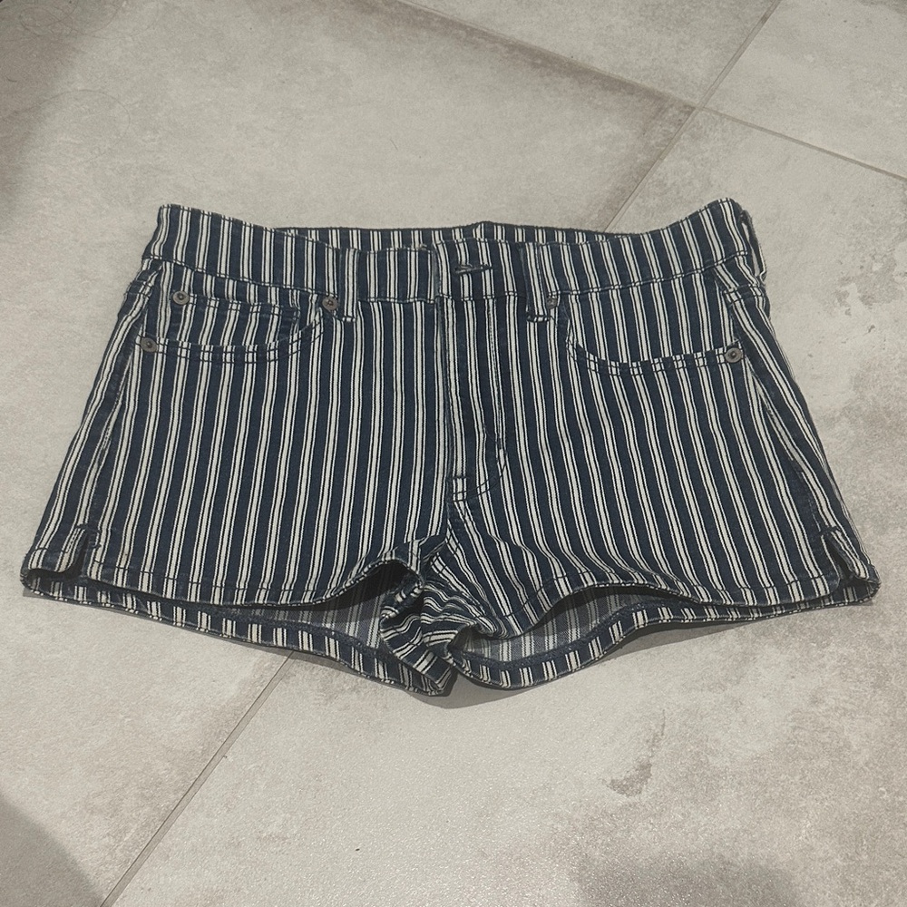 American Eagle Outfitters Navy Striped Jean Shorts